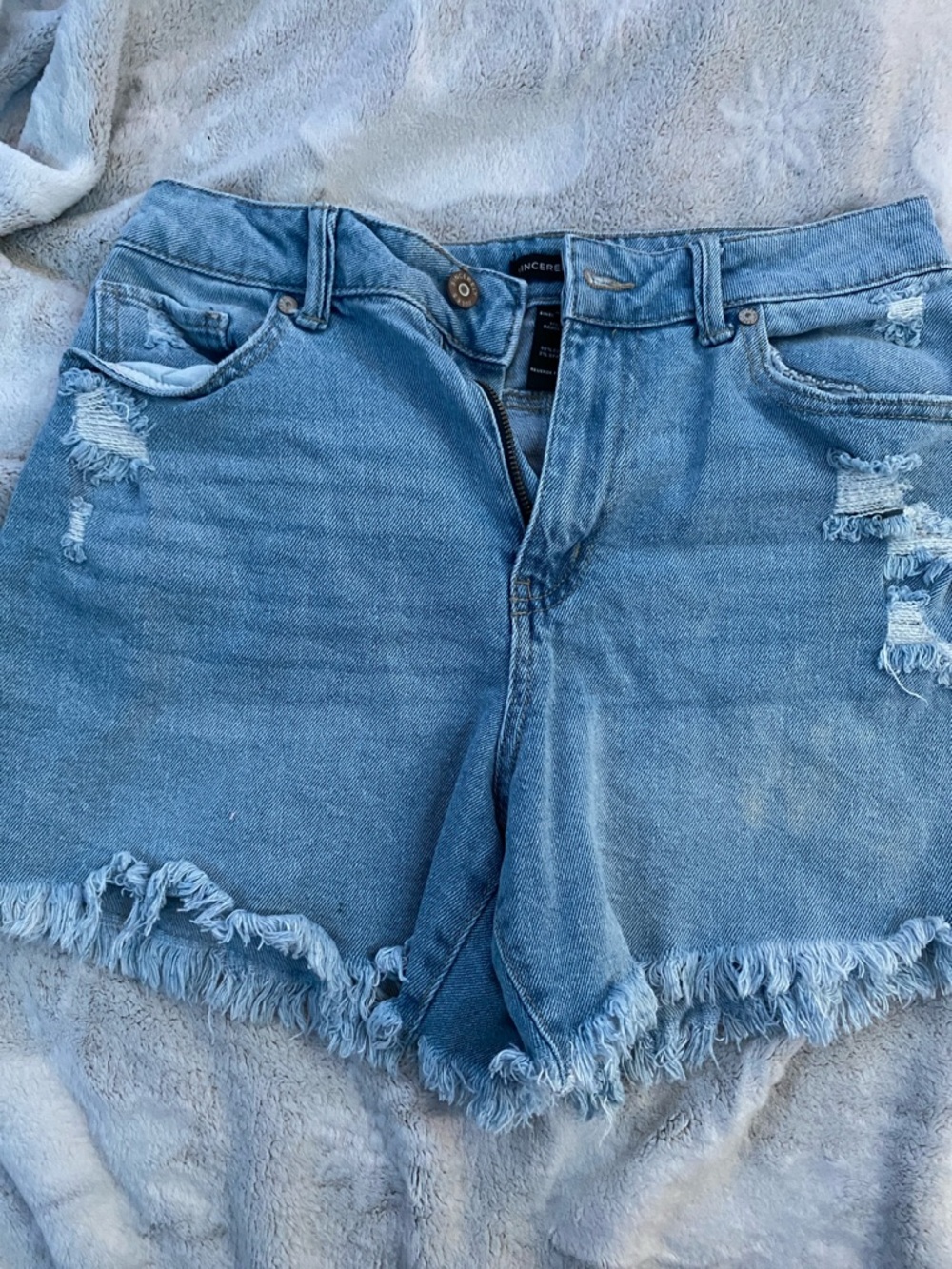 Sincerely Jules Light Blue Distressed Denim Shorts